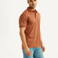 Men's Solid Rust Slim Fit Polo T-shirt - Side View