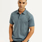 Men's Solid Blue Slim Fit Polo T-shirt - Elevated View