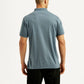 Men's Solid Blue Slim Fit Polo T-shirt - Back View