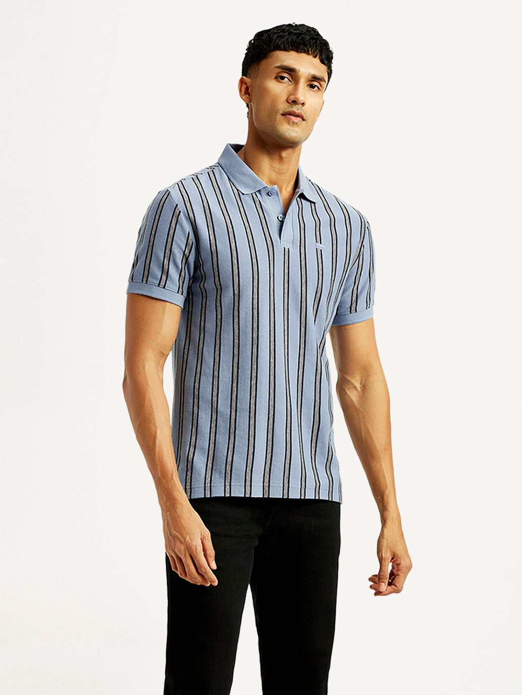 Men's Striped Slim Fit Polo T-shirt - Styleshot View