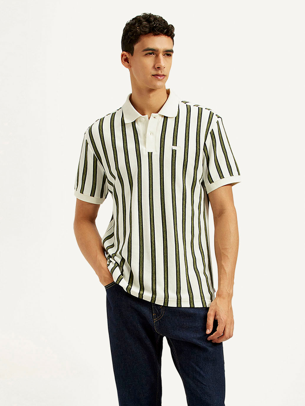 Men's Striped Slim Fit Polo T-Shirt - Styleshot View
