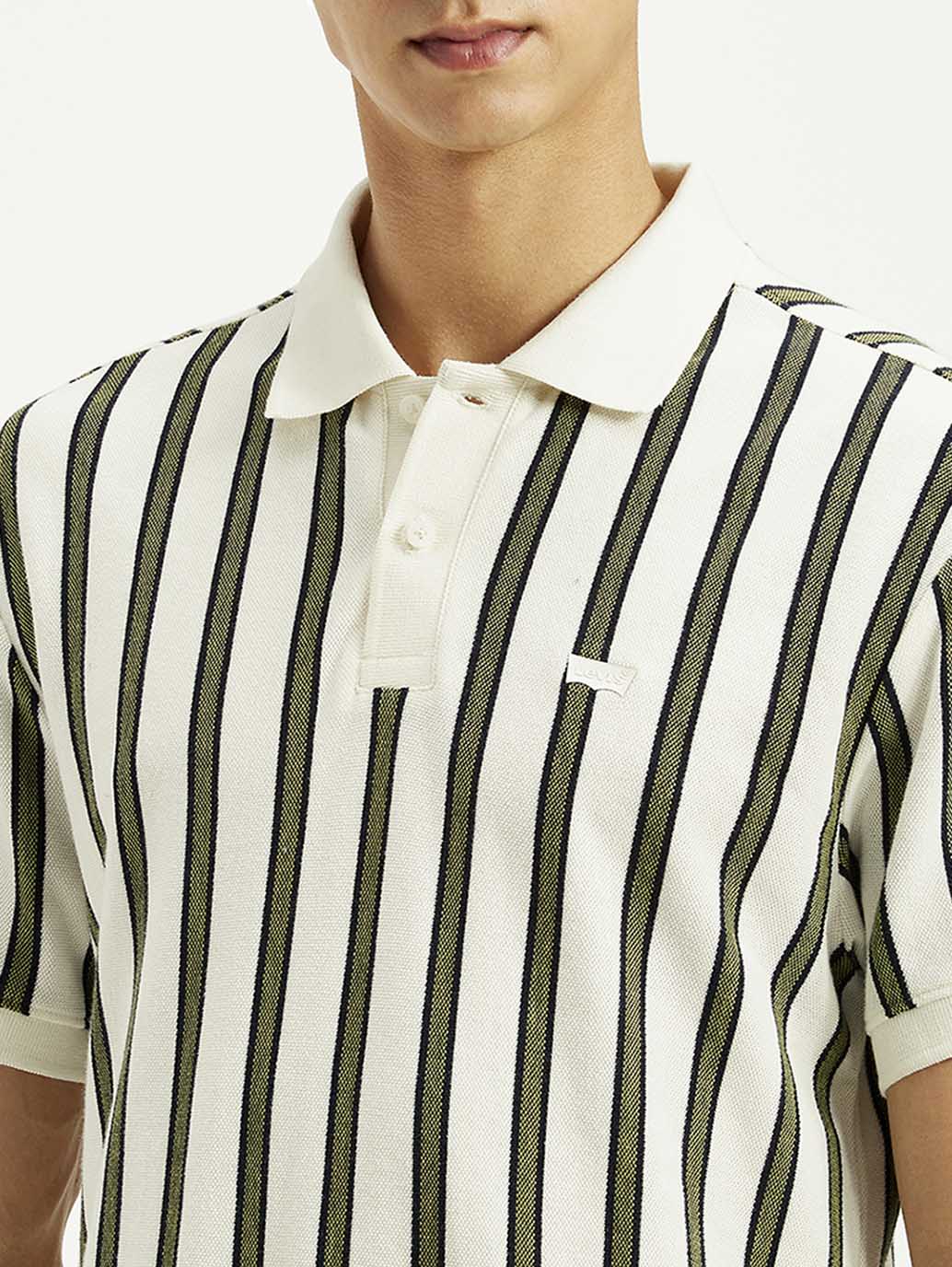Men's Striped Slim Fit Polo T-Shirt - Detail View