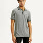 Men's Melange Grey Slim Fit Polo T-shirt - Front View