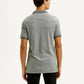 Men's Melange Grey Slim Fit Polo T-shirt - Back View