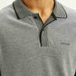 Men's Melange Grey Slim Fit Polo T-shirt - Detail View