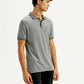 Men's Melange Grey Slim Fit Polo T-shirt - Side View