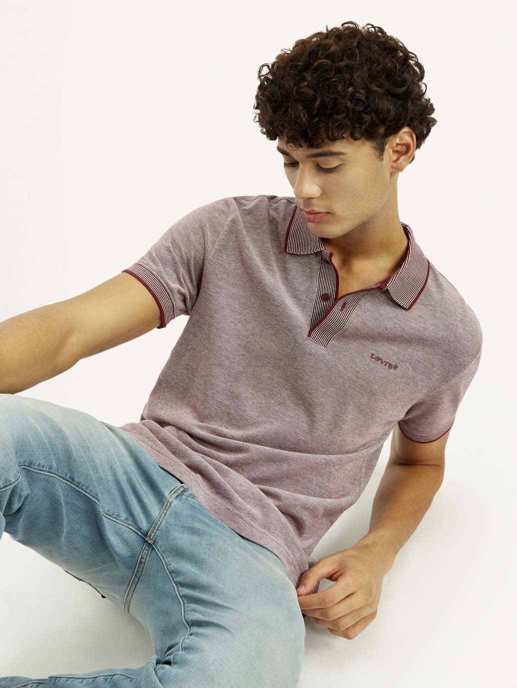 Men's Mauve Slim Fit Polo T-shirt