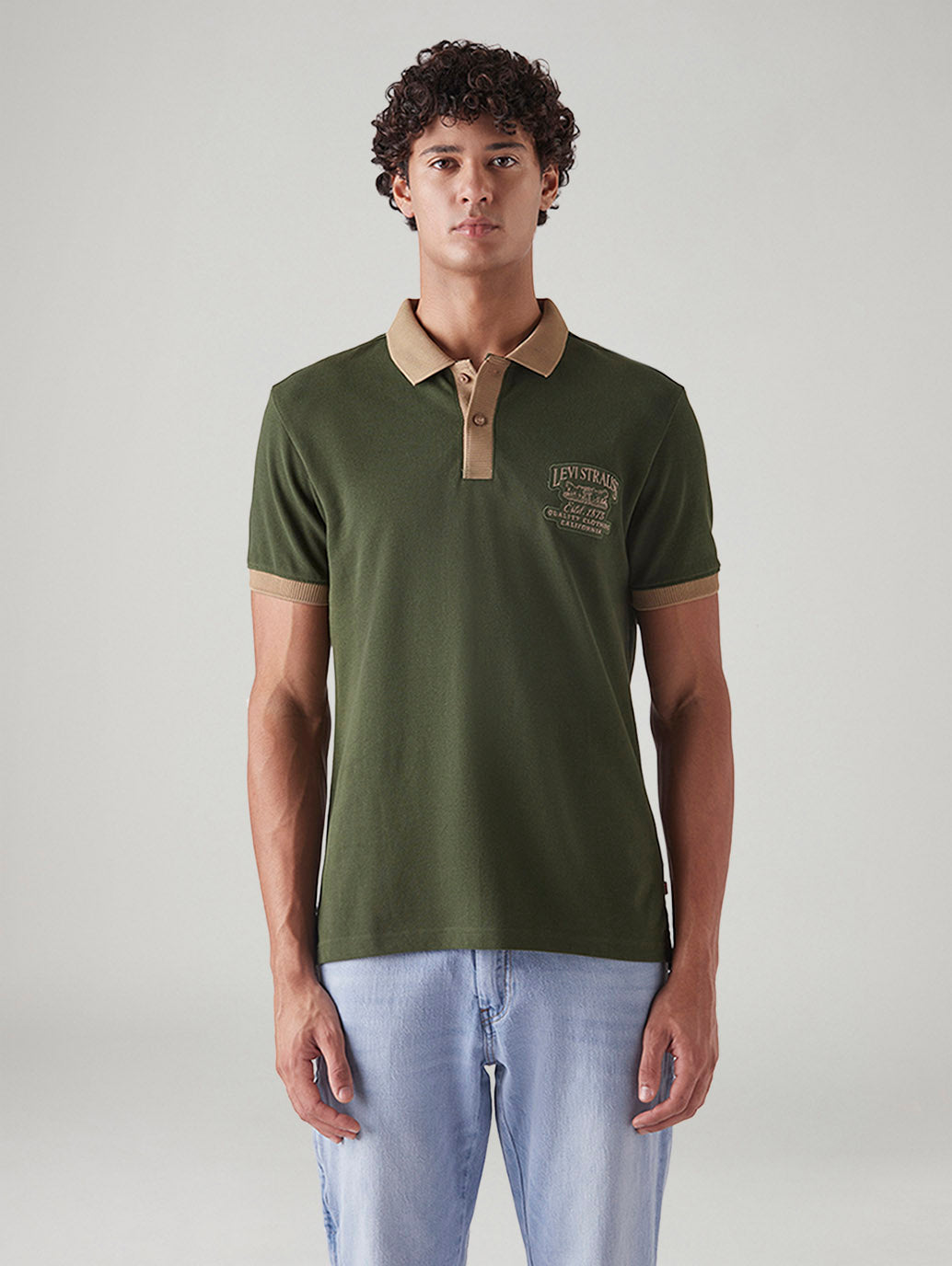Men's Colorblock Slim Fit Pique Polo T-Shirt - Front View