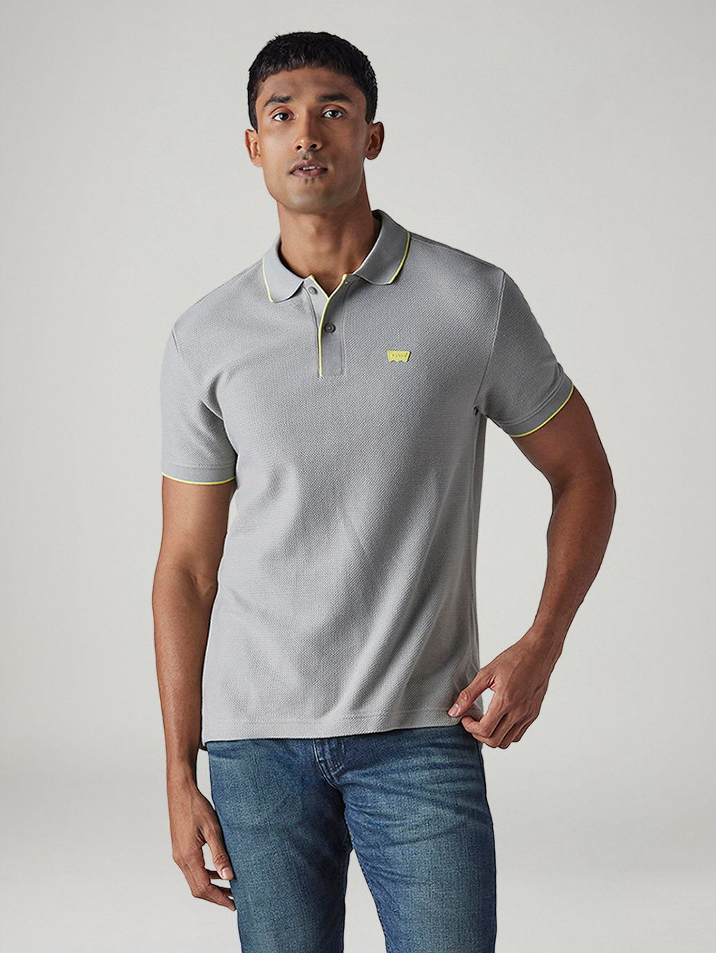 Men's Solid Grey Polo T-shirt