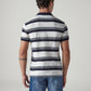 Men's Striped White Polo T-shirt - Back View