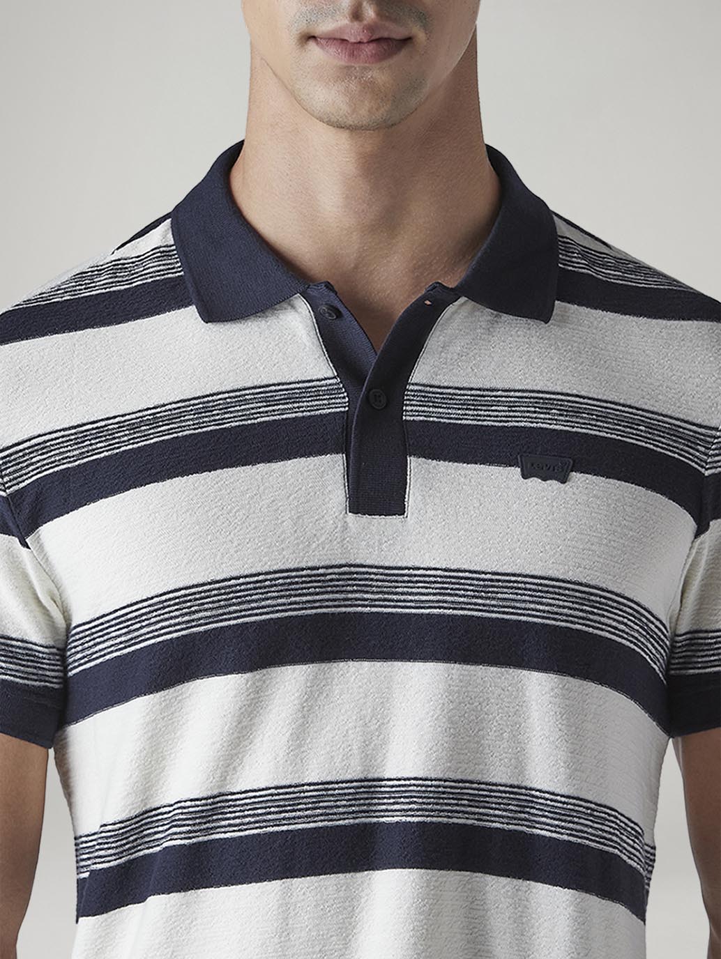 Men's Striped White Polo T-shirt - 20 View