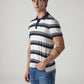 Men's Striped White Polo T-shirt - Side View
