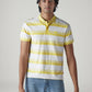 Men's Striped White Jersey Polo T-shirt - 20 View