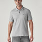 Men's Textured Grey Ribbed Polo T-shirt - Front View