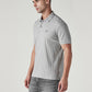 Men's Textured Grey Ribbed Polo T-shirt - Side View