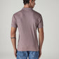 Men's Textured Mauve Ribbed Polo T shirt - 20 View