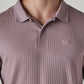 Men's Textured Mauve Ribbed Polo T shirt - 20 View