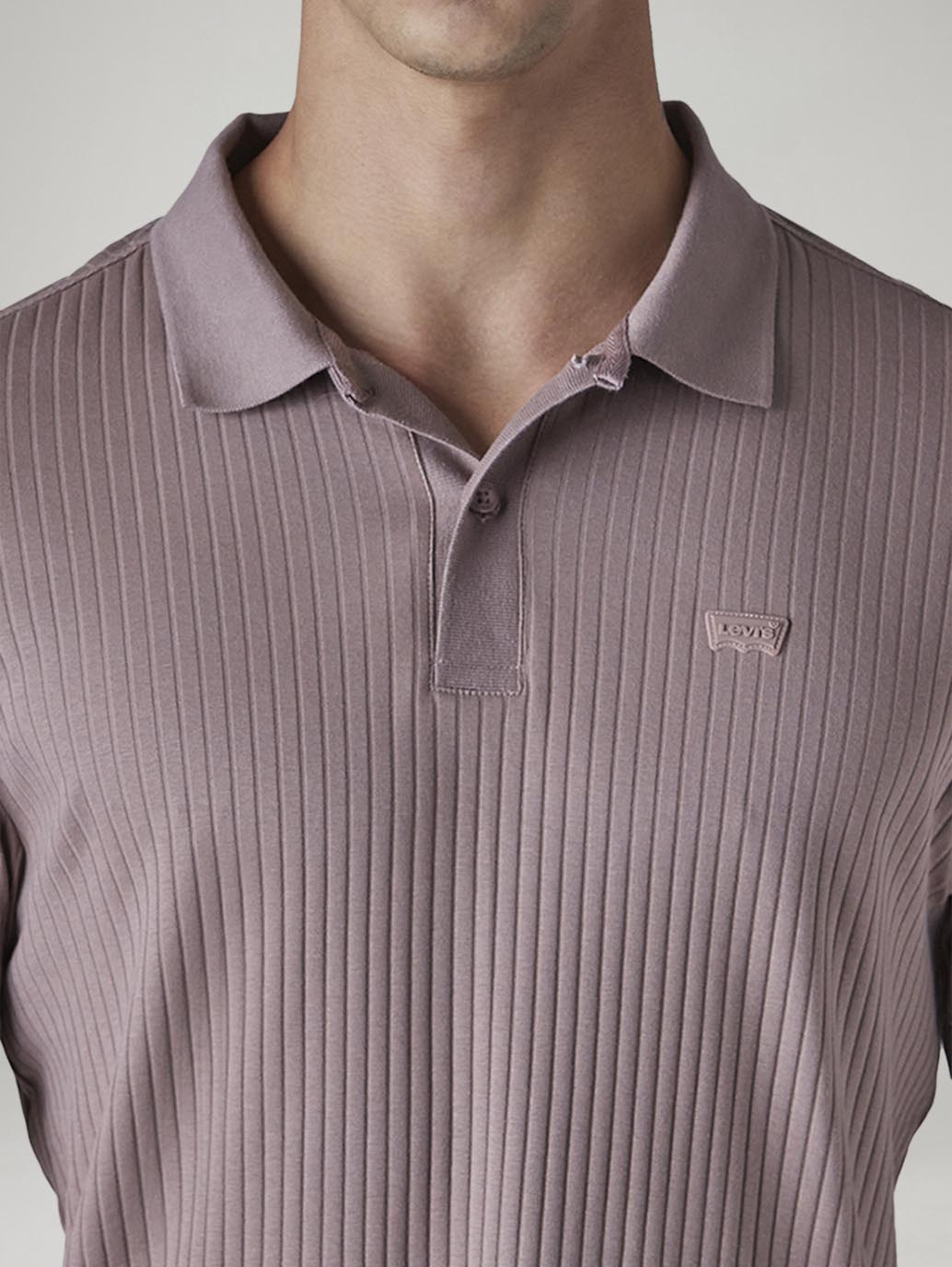 Men's Textured Mauve Ribbed Polo T shirt - 20 View