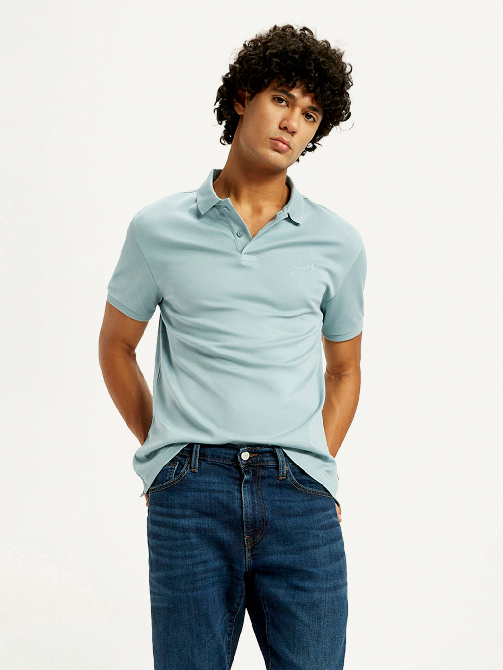 Men's Solid Slim Fit Polo T-Shirt - Elevated View