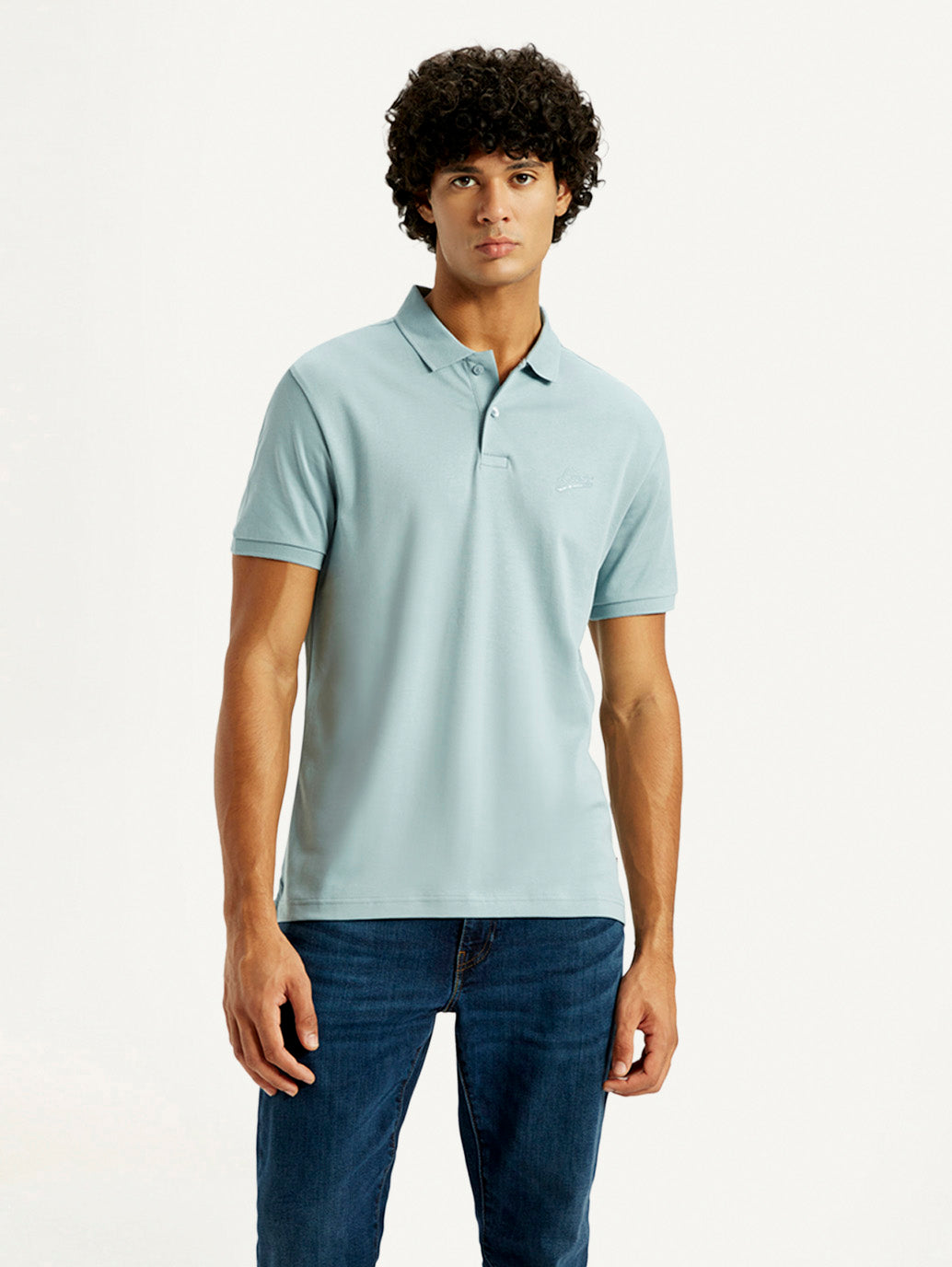 Men's Solid Slim Fit Polo T-Shirt - Front View