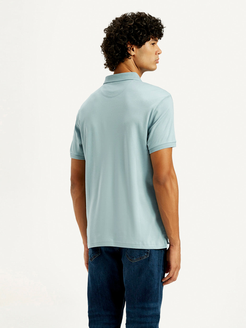 Men's Solid Slim Fit Polo T-Shirt - Back View