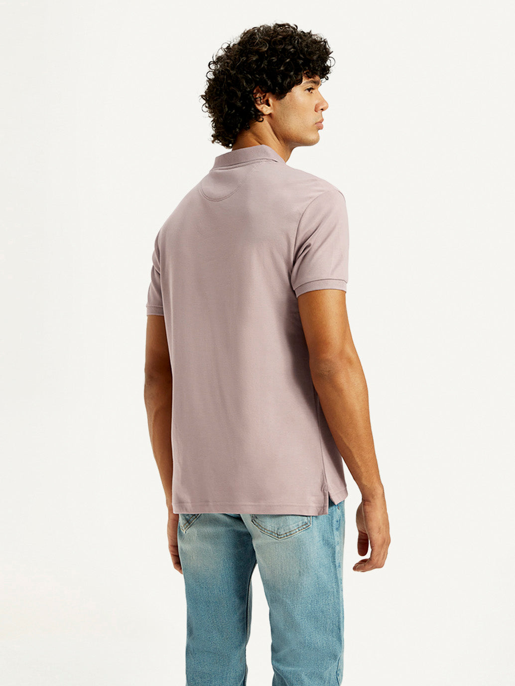 Men's Solid Slim Fit Polo T-Shirt - Back View