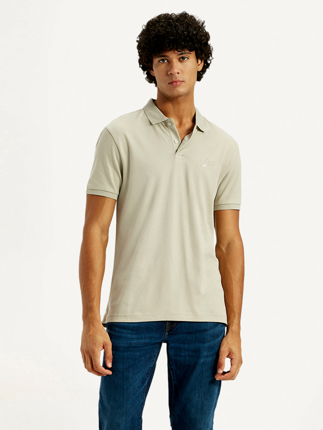 Men's Solid Slim Fit Polo T-Shirt - Front View