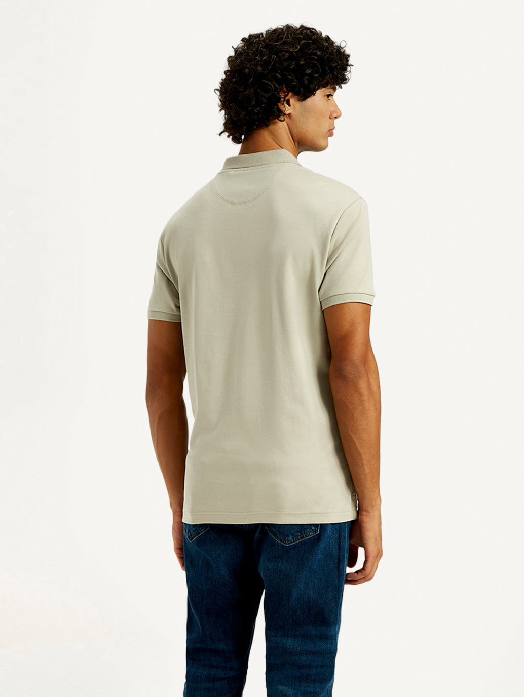 Men's Solid Slim Fit Polo T-Shirt - Back View