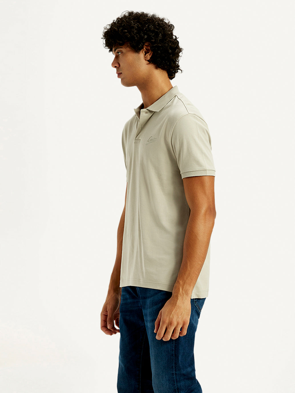Men's Solid Slim Fit Polo T-Shirt - Side View