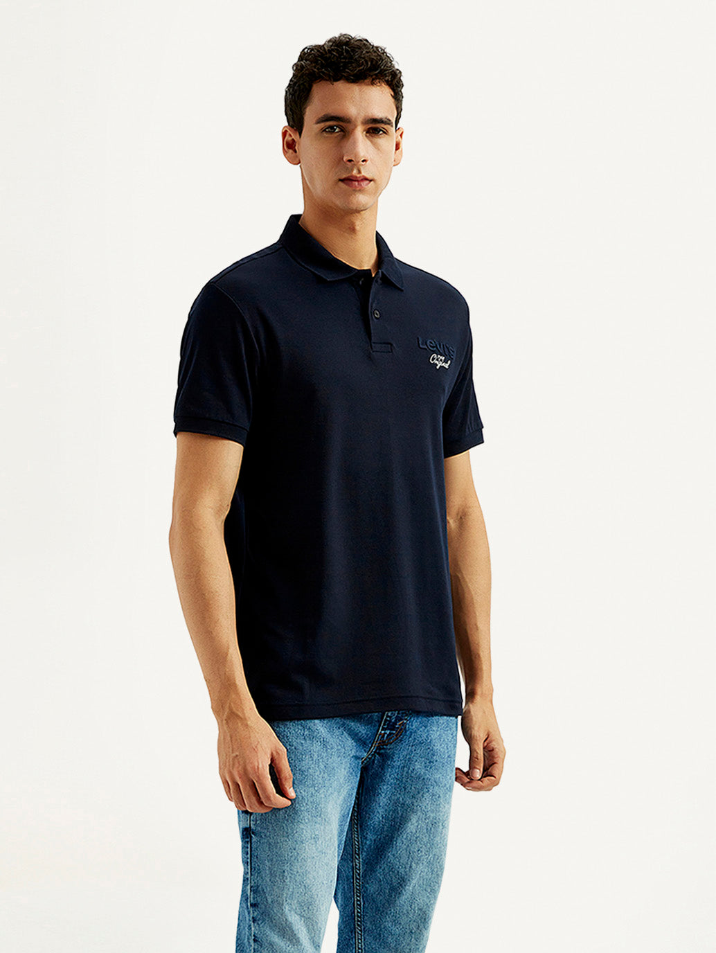 Men's Solid Slim Fit Polo T-shirt - Side View