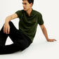 Men's Brand Logo Dark Green Slim Fit Polo T-shirt - Elevated View
