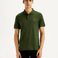 Men's Brand Logo Dark Green Slim Fit Polo T-shirt - Front View