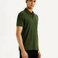 Men's Brand Logo Dark Green Slim Fit Polo T-shirt - Side View
