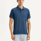 Men's Dark Blue Slim Fit Polo T-shirt - Front View