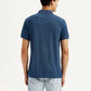 Men's Dark Blue Slim Fit Polo T-shirt - Back View