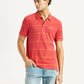 Men's Striped Red Slim Fit Polo T-shirt - Styleshot View