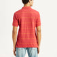 Men's Striped Red Slim Fit Polo T-shirt - Back View