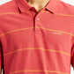 Men's Striped Red Slim Fit Polo T-shirt - Detail View