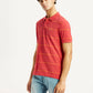 Men's Striped Red Slim Fit Polo T-shirt - Side View