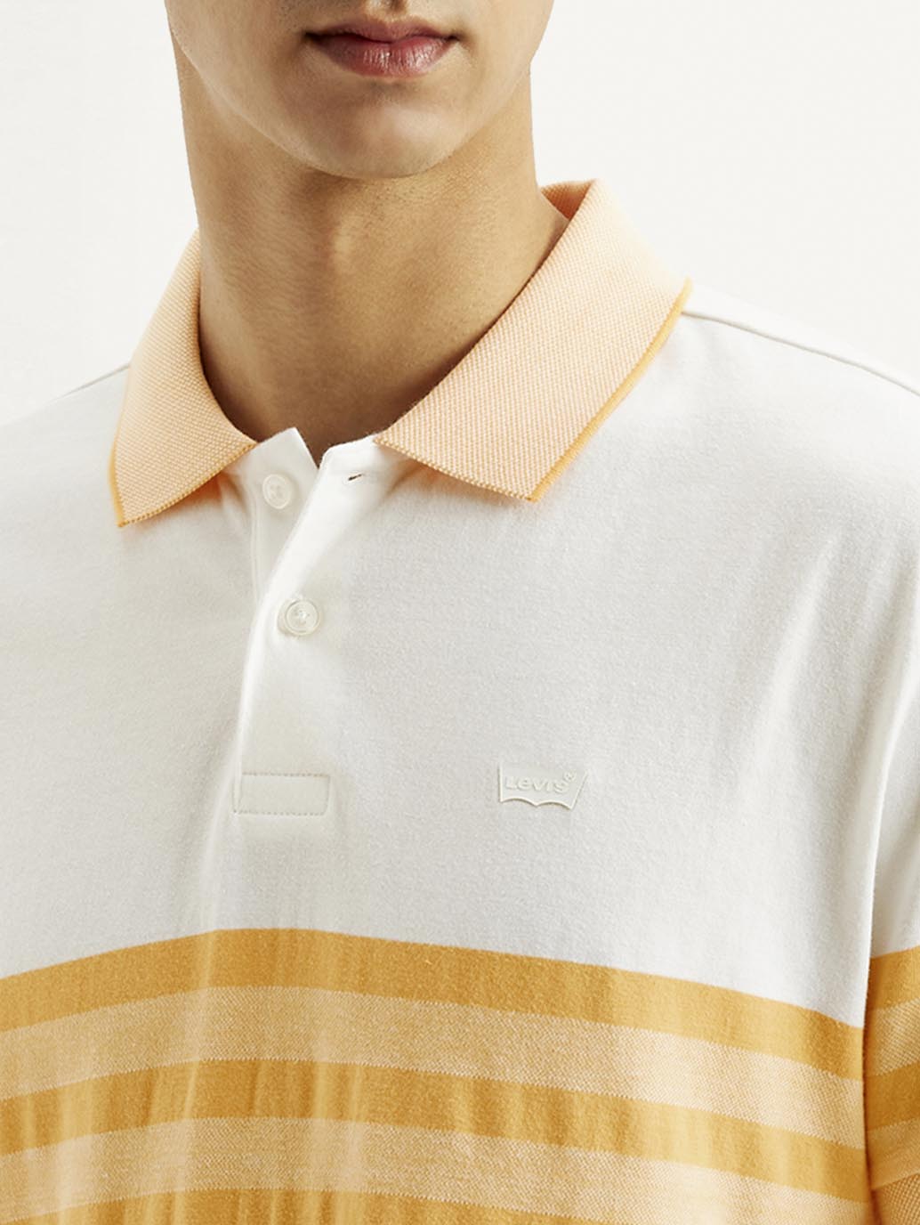 Men's Striped Slim Fit Polo T-shirt - Detail View