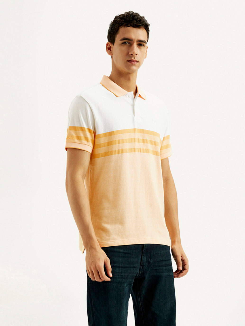 Men's Striped Slim Fit Polo T-shirt - Side View