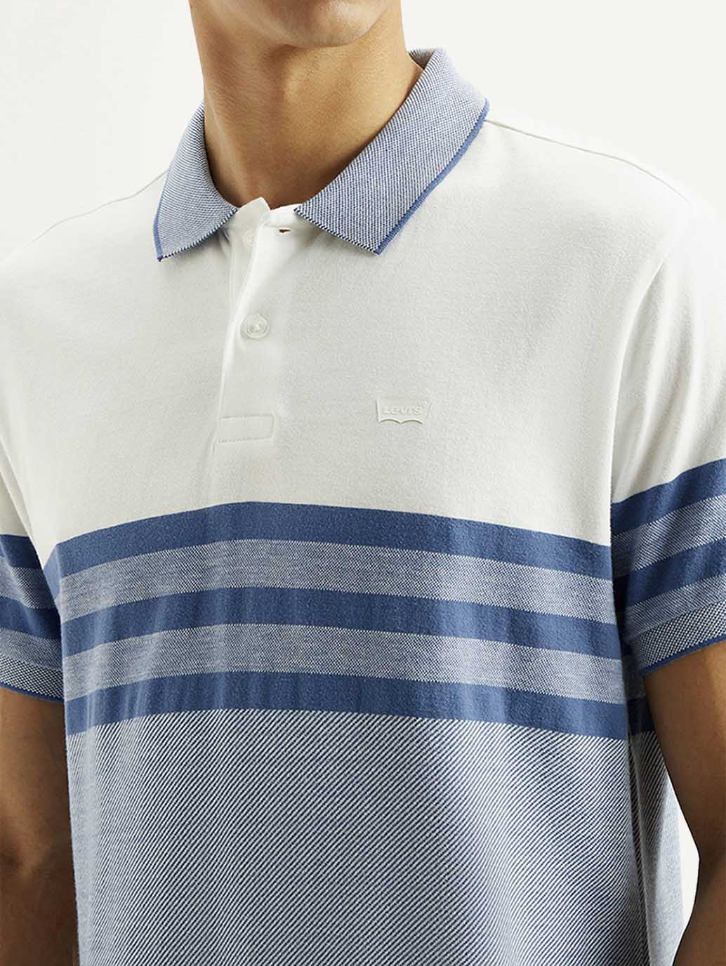Men's Striped Slim Fit Polo T-shirt - Detail View