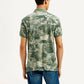 Men's Green Printed Slim Fit Polo T-Shirt - Back View