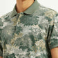 Men's Green Printed Slim Fit Polo T-Shirt - Detail View