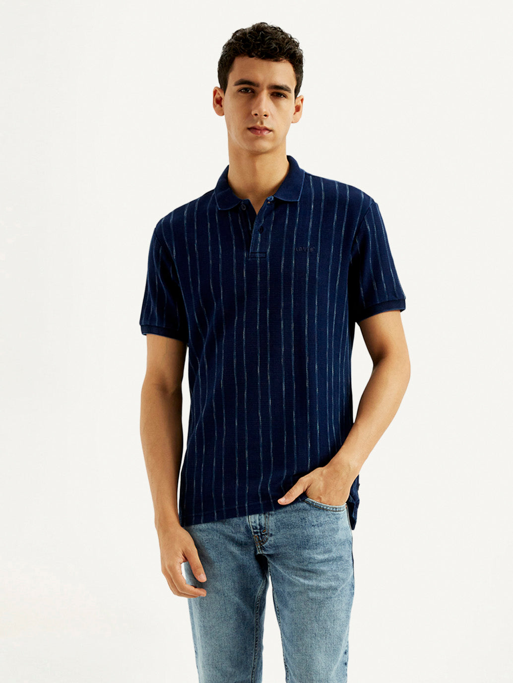 Men's Striped Slim Fit Polo T-shirt - Styleshot View