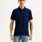 Men's Striped Slim Fit Polo T-shirt - Front View