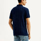 Men's Striped Slim Fit Polo T-shirt - Back View