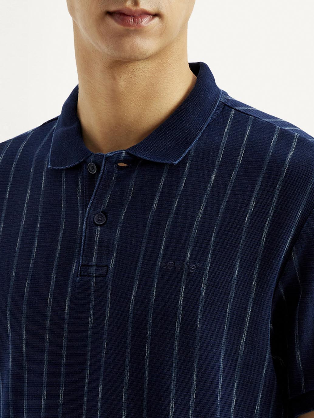 Men's Striped Slim Fit Polo T-shirt - Detail View
