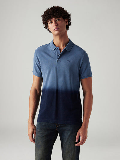 Men's Ombre Blue Slim Fit Polo T-shirt-image-3