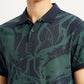 Men's Abstract Dark Green Slim Fit Polo T-shirt - Detail View
